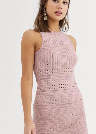Круте трикотажне рожеве в'язане плаття bodycon, фактурне asos
