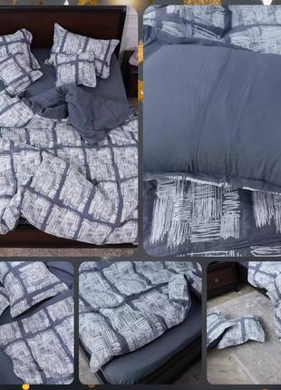 Муслиновое постельное белье комплект евро размер принт в ассортименте4 фото