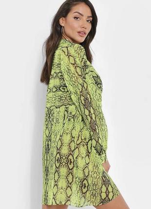 Шифонова пляжне плаття-сорочка з вузлом boohoo🔝 s, можна невелика м4 фото
