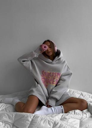 Худи oversize 🤍"sarcasm queen"👑4 фото