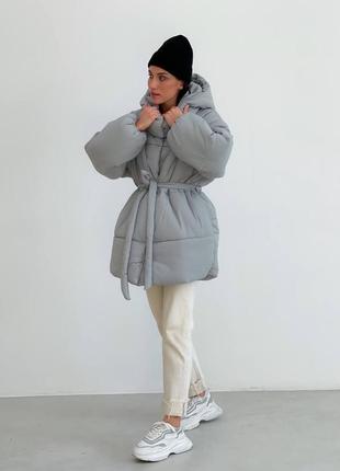 Sale сіра зимова куртка пуховик оверсайз10 фото