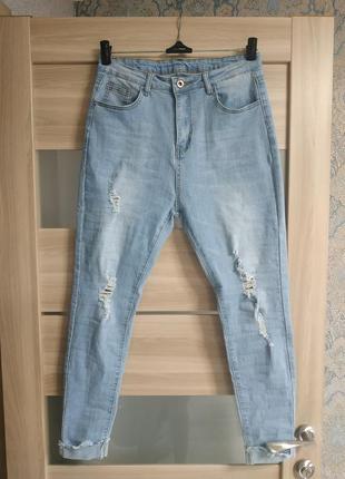 Стильные джинсы с подкатами высокая посадка2 фото