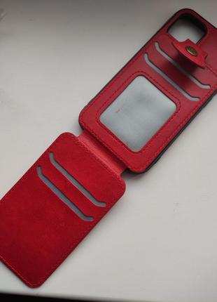 Чехол красный с кармашиком для карт на айфон iphone 12 mini2 фото