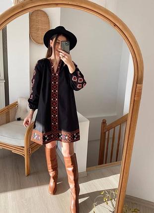 Чорна сукня з вишивкою ❤️ сукня вишиванка ❤️ жіноча сукня міні з орнаментом ❤️ сукня в...