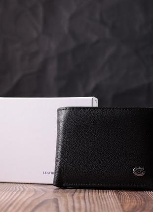 Компактное мужское портмоне из натуральной кожи st leather 22486 черный8 фото