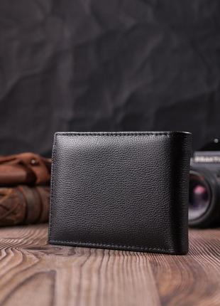 Компактное мужское портмоне из натуральной кожи st leather 22486 черный7 фото
