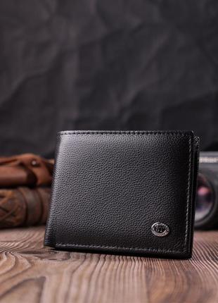 Компактное мужское портмоне из натуральной кожи st leather 22486 черный6 фото