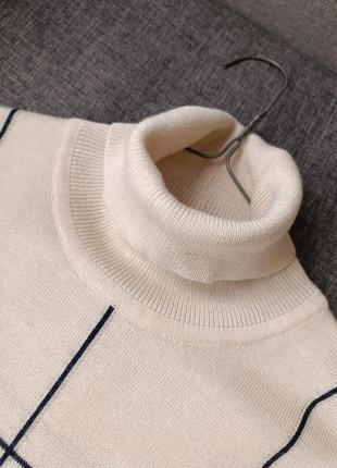 Светлый оверсайз свитер под горло с высокой горловиной полу шерсть6 фото