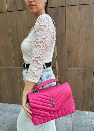 Женская сумка из эко-кожи yves saint laurent 30 silver ив сен лоран розового цвета молодежная, брендовая5 фото