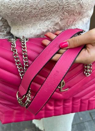 Женская сумка из эко-кожи yves saint laurent 30 silver ив сен лоран розового цвета молодежная, брендовая9 фото