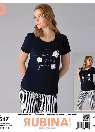 Піжама трикотажна футболка та капрі р.m,l,xl .туреччина люкс
