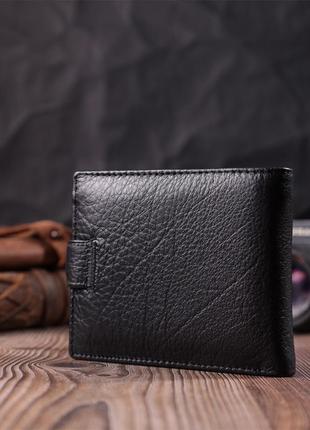 Мужской горизонтальный бумажник среднего размера из натуральной кожи st leather 22484 черный8 фото