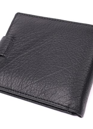 Мужской горизонтальный бумажник среднего размера из натуральной кожи st leather 22484 черный2 фото