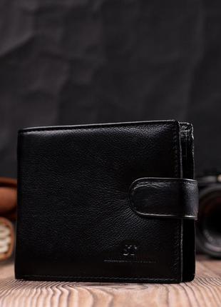 Мужской бумажник среднего размера из натуральной кожи st leather 22444 черный7 фото