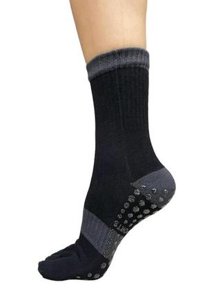 Носки для йоги с пальцами антискользящие qianbodu 37-40 серо-черный