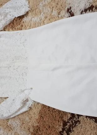 Очень красивое белоснежное платье с ажурными рукавами gina tricot5 фото