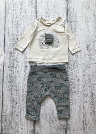 Крутий костюм штани штани nutmeg і кофта реглан слоник next 0-3 міс