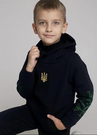 Худі теплий з тризубом дитячий, худі патріотичний дитячий,
