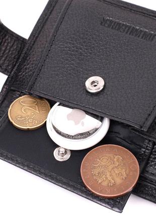 Горизонтальный бумажник среднего размера из натуральной кожи st leather 22454 черный6 фото