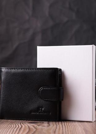 Горизонтальный бумажник среднего размера из натуральной кожи st leather 22454 черный9 фото