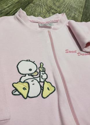 Человечек, слип хлопковый девочке на молнии, okay, р. 9-12мес., 74-80, длинна 68см