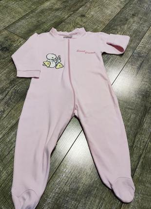 Человечек, слип хлопковый девочке на молнии, okay, р. 9-12мес., 74-80, длинна 68см