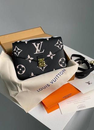 Сумочка louis vuitton pochette métis black &amp; beige monogram empreinte giant