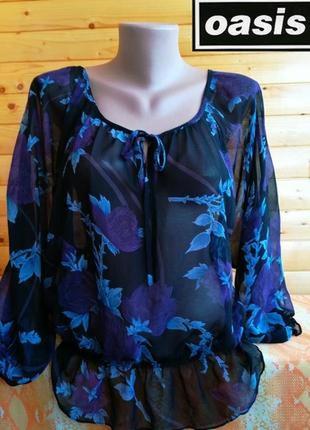 269.легкая шифоновая блузка в цветочный принт известного английского бренда oasis1 фото