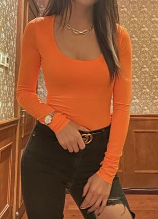 Боди женский неоновый оранжевый