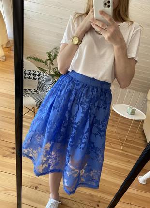Шикарная летняя юбка лазурного цвета