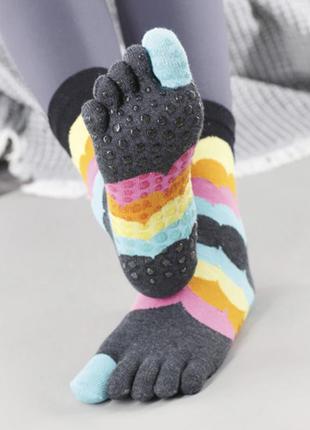 Носки для йоги с пальцами антискользящие qianbodu 37-40 разноцветный