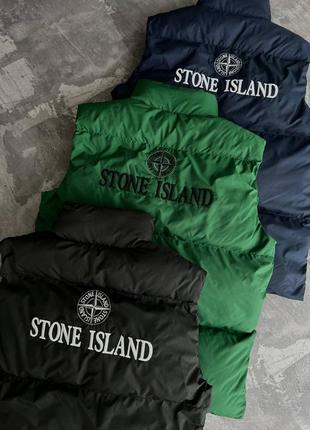 Жилетка stone island, зелёная, стон айленд, жилет, пуховая, пуховик, унисекс, мужская, женская9 фото