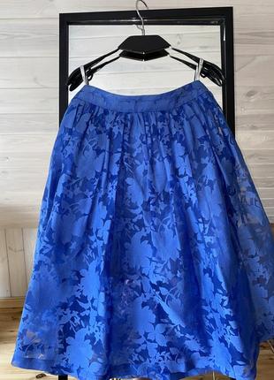 Шикарная летняя юбка лазурного цвета5 фото