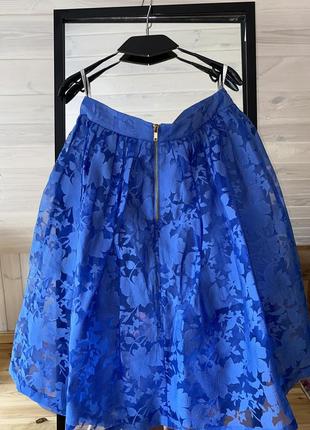 Шикарная летняя юбка лазурного цвета7 фото