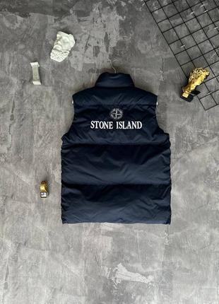 Жилетка stone island, синяя, стон айленд, жилет, пуховая, пуховик, унисекс, мужская, женская