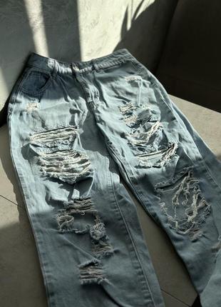 Джинсы джинсовые брюки брюки высокая талия высокая посадка3 фото