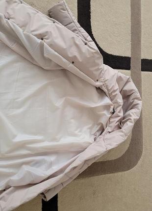 Длинная зимняя куртка dressa с капюшоном бежевая8 фото