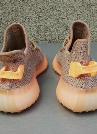 Adidas yeezy boost 350 кроссовки женские бежево оранжевые текстиль5 фото