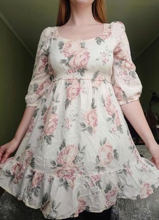 Винтажное платье в цветочный принт миди платье винтаж1 фото