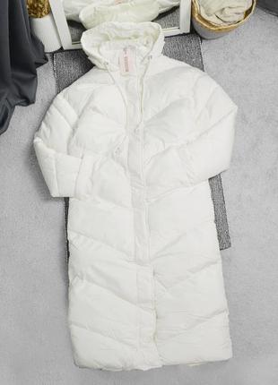 Новая длинная теплая стеганая бежевая куртка missguided
