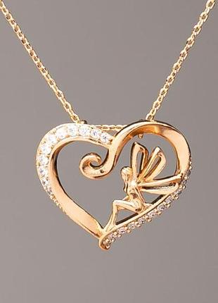Ланцюжок xuping позолота з підвіскою "серце" d-17х15мм+- ( білі стрази ) l-45-50см+- s-1мм+-