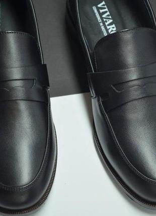 Мужские модные кожаные туфли лоферы черные vivaro 6412 фото