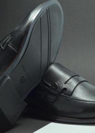 Мужские модные кожаные туфли лоферы черные vivaro 6414 фото