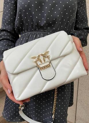 Женская сумка из эко-кожи pinko puff white пинко молодежная, брендовая сумка маленькая через плечо