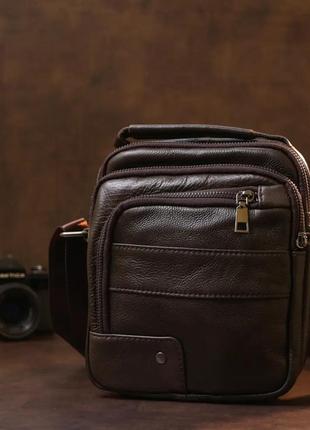 Мужская борсетка кожаная коричневая