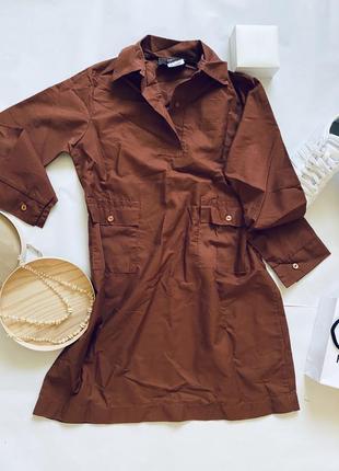Платье рубашка коричневого цвета, туника