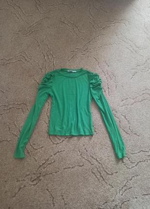 Зеленая кофточка в рубчик,кофта