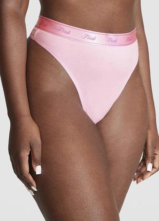 Трусики розовые хлопковые стринги оригинал victoria’s secret pink