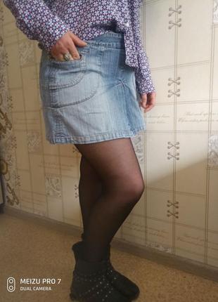 Jeanswest классная джинсовая юбка, юбочка от jeans west батал большой размер потертости