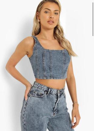 Новий дуже стильний джинсовий crop top boohoo